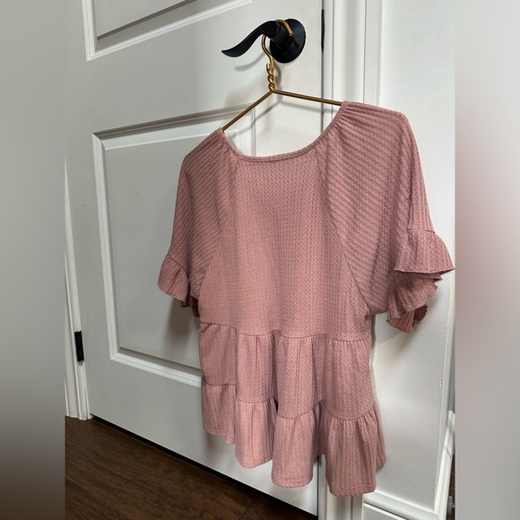 Altar'd State Waffle Knit Ruffle Top - Picture 3 of 4